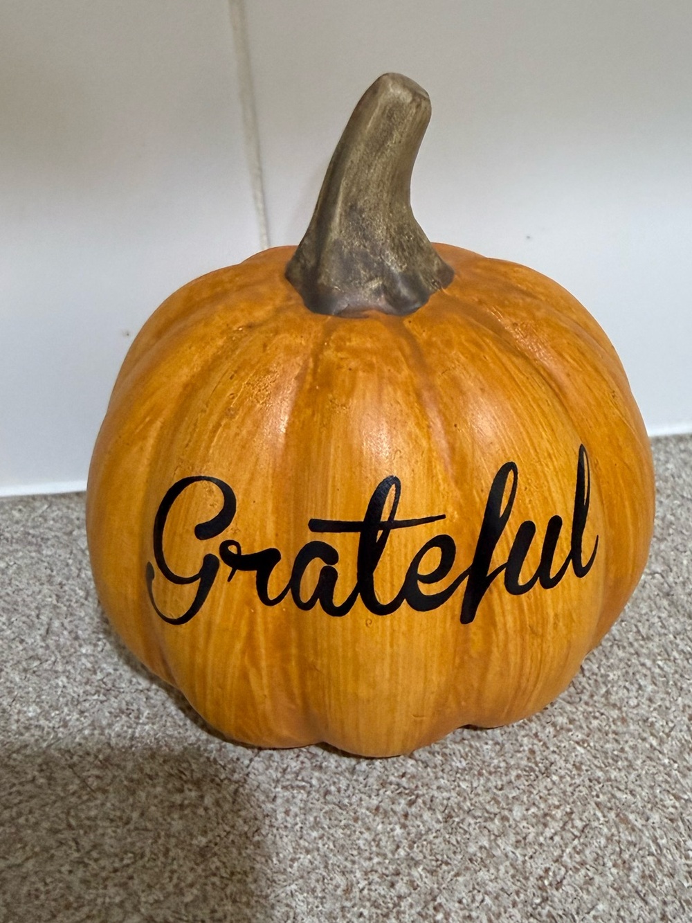 Thankful Blessed Grateful ceramic Pumpkin Trio - Orange Fall Decor NEW - Picture 2 of 10